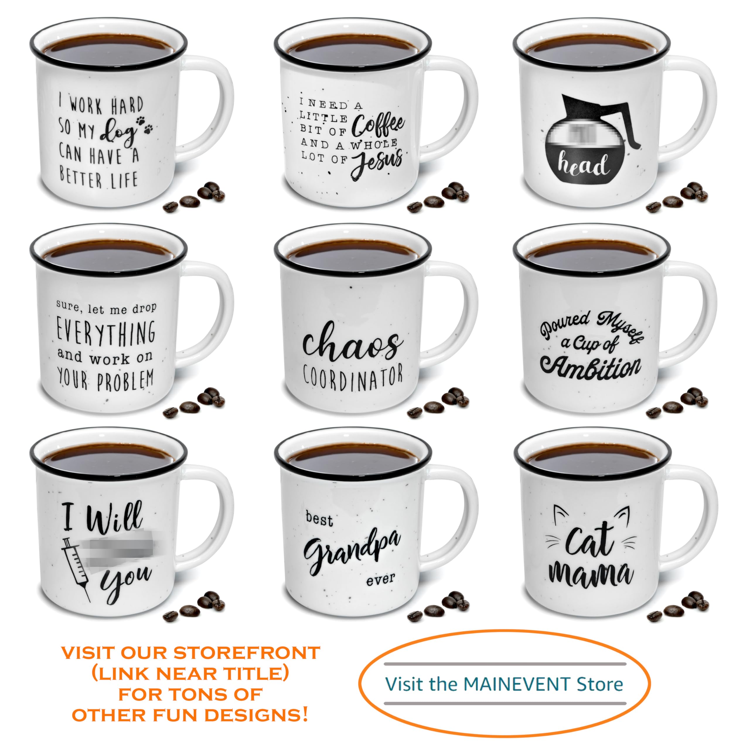 MAINEVENT wifey hubby mug set speckled ceramic, vibrant color that lasts