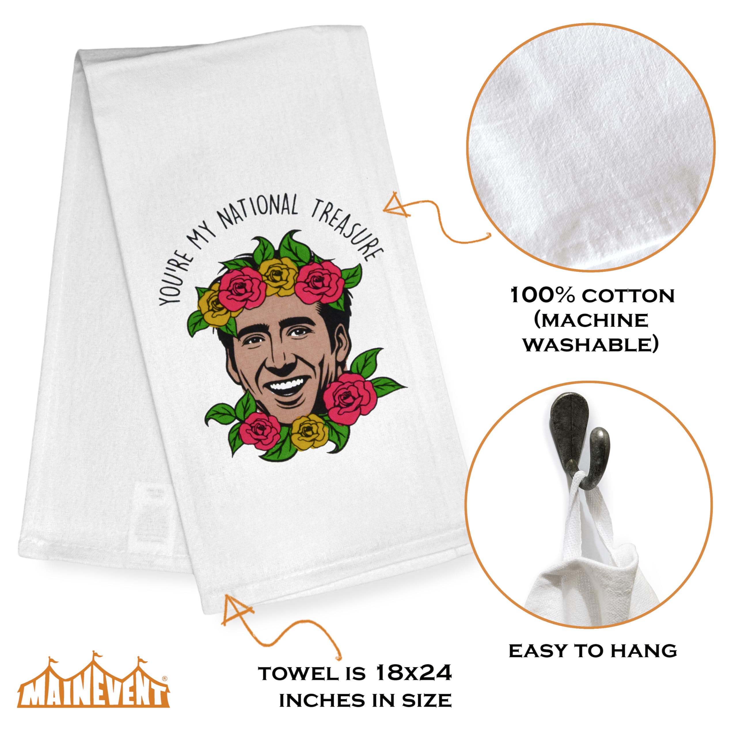 MAINEVENT You Are My National Treasure kitchen towel showcases humor text for cheerful everyday tasks