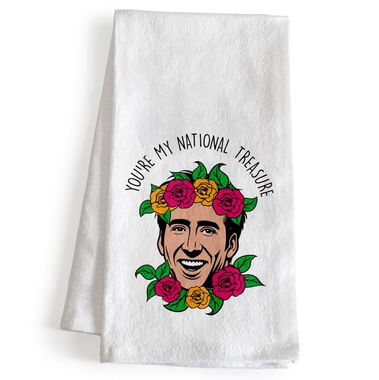 MAINEVENT You Are My National Treasure kitchen towel with quote artwork for lively kitchen display