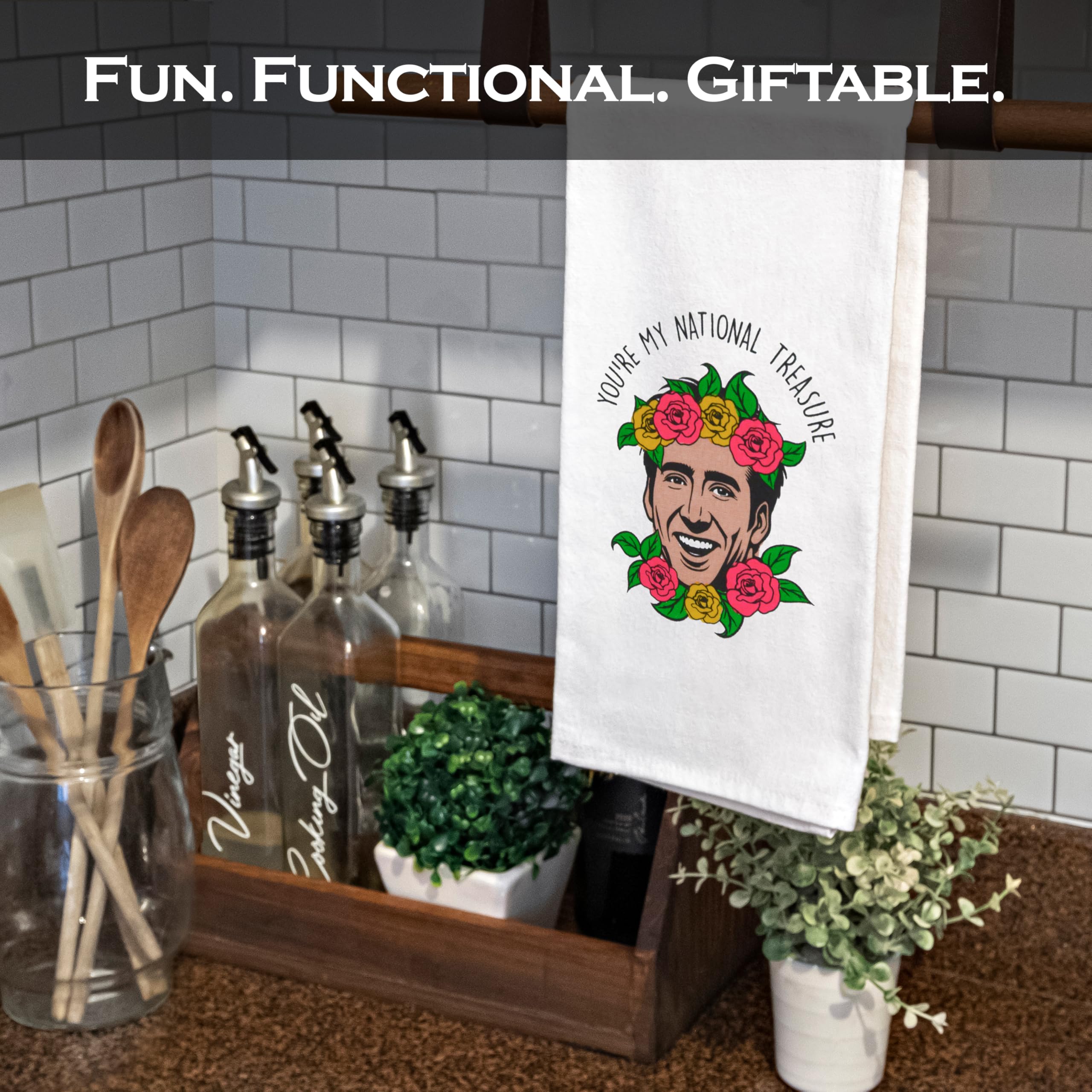 MAINEVENT You Are My National Treasure towel features vibrant colors that brighten kitchen moments