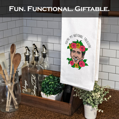 MAINEVENT You Are My National Treasure towel features vibrant colors that brighten kitchen moments