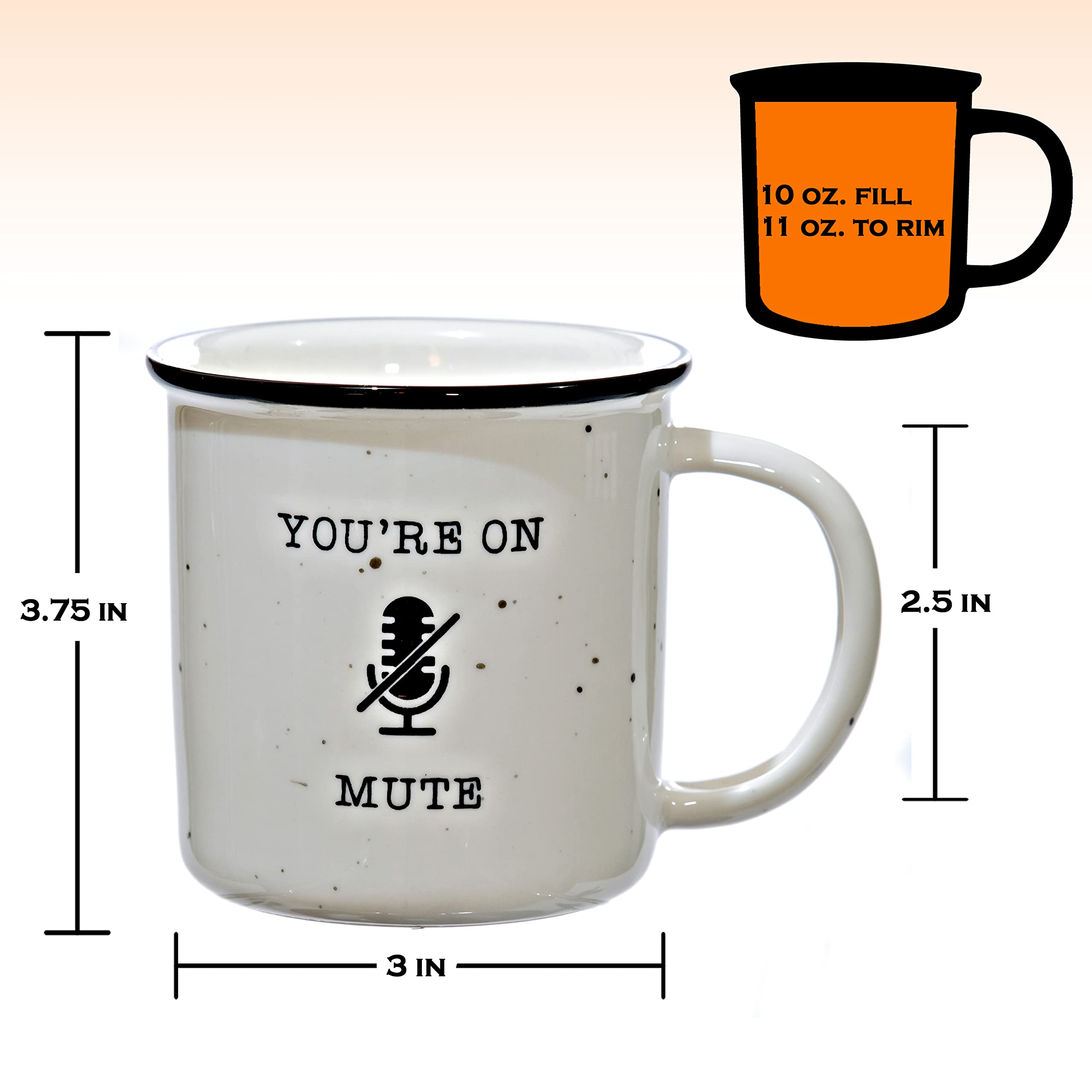MAINEVENT You're On Mute Mug 11oz closeup showing glossy ceramic finish