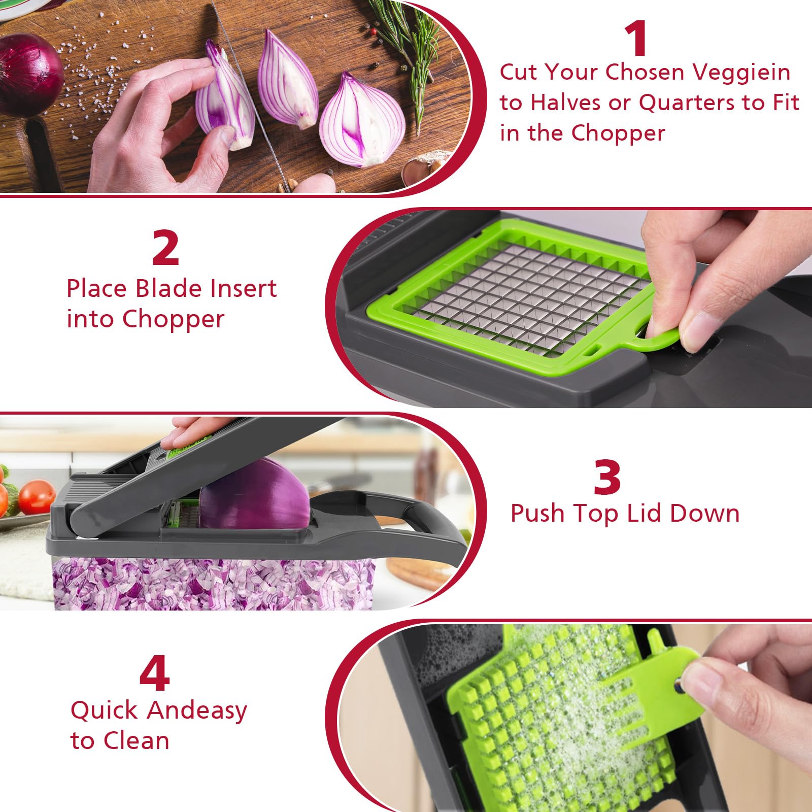 MAIPOR chopper dices vegetables into even cubes