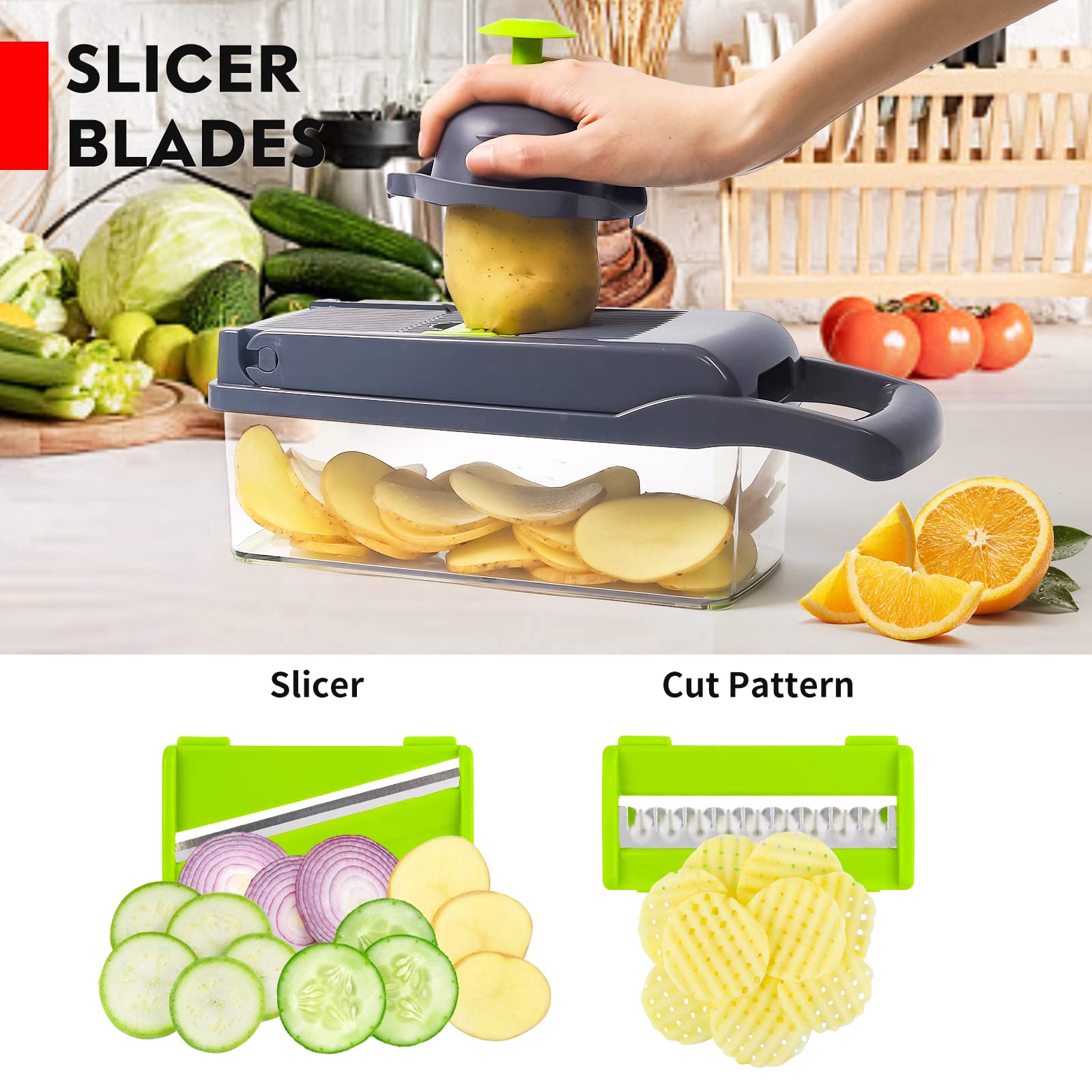 MAIPOR chopper slices vegetables into uniform strips