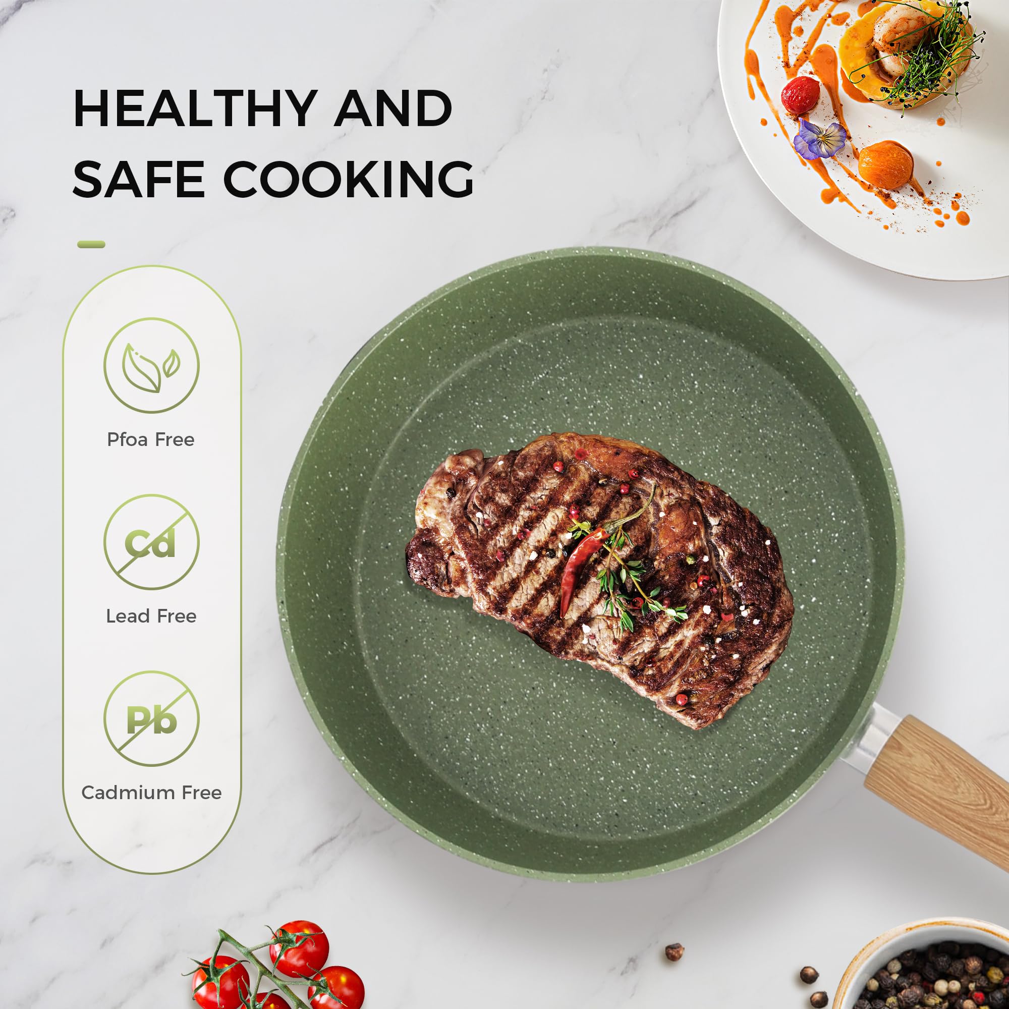 MAISON ARTS 8-inch frying pan with granite nonstick coating for easy release