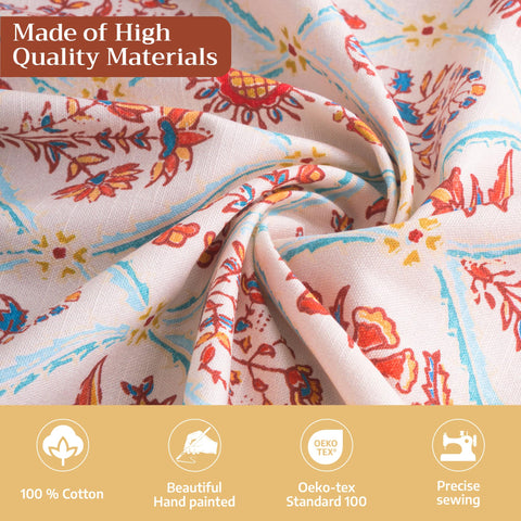 100% cotton fabric offers soft, durable texture for everyday meals
