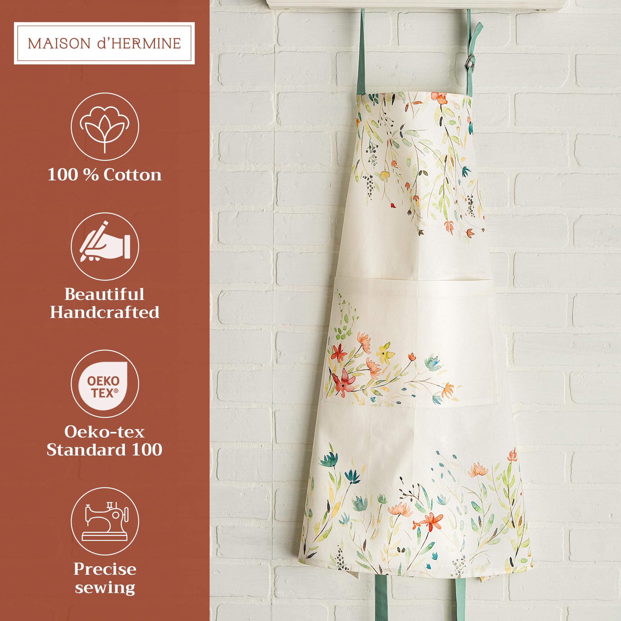 Maison d'Hermine apron adjustable neck strap demonstrates customizable comfort