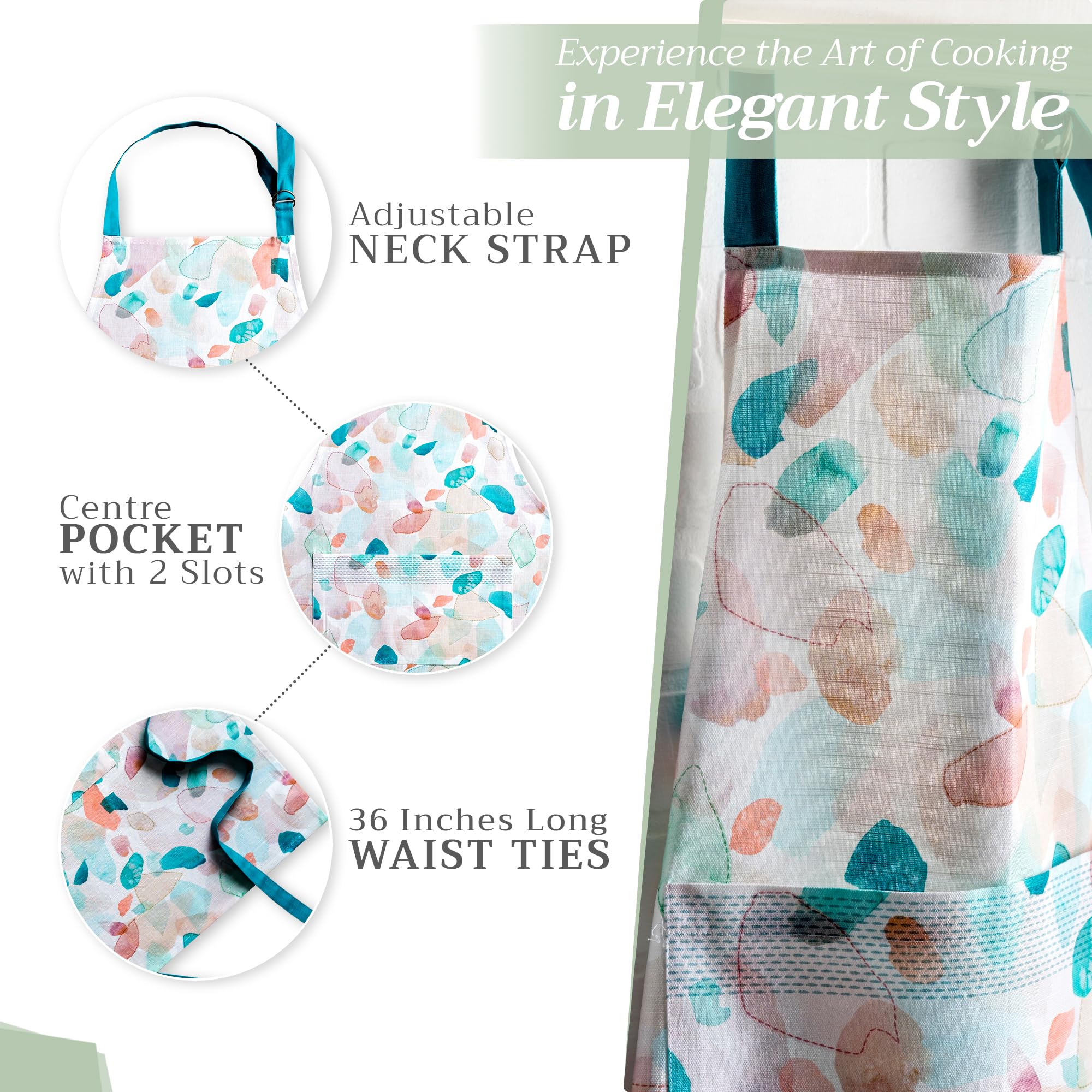 Maison d' Hermine apron in kitchen and garden setting for seasonal cooking.