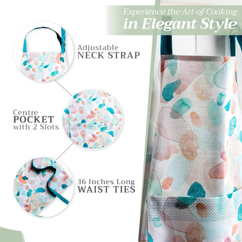Maison d' Hermine apron in kitchen and garden setting for seasonal cooking.