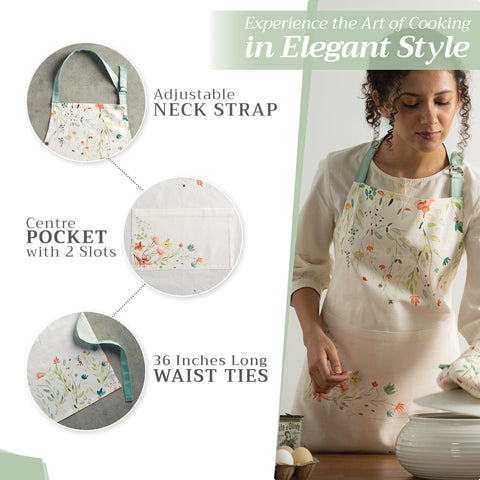 Maison d'Hermine pocket apron in use during home cooking