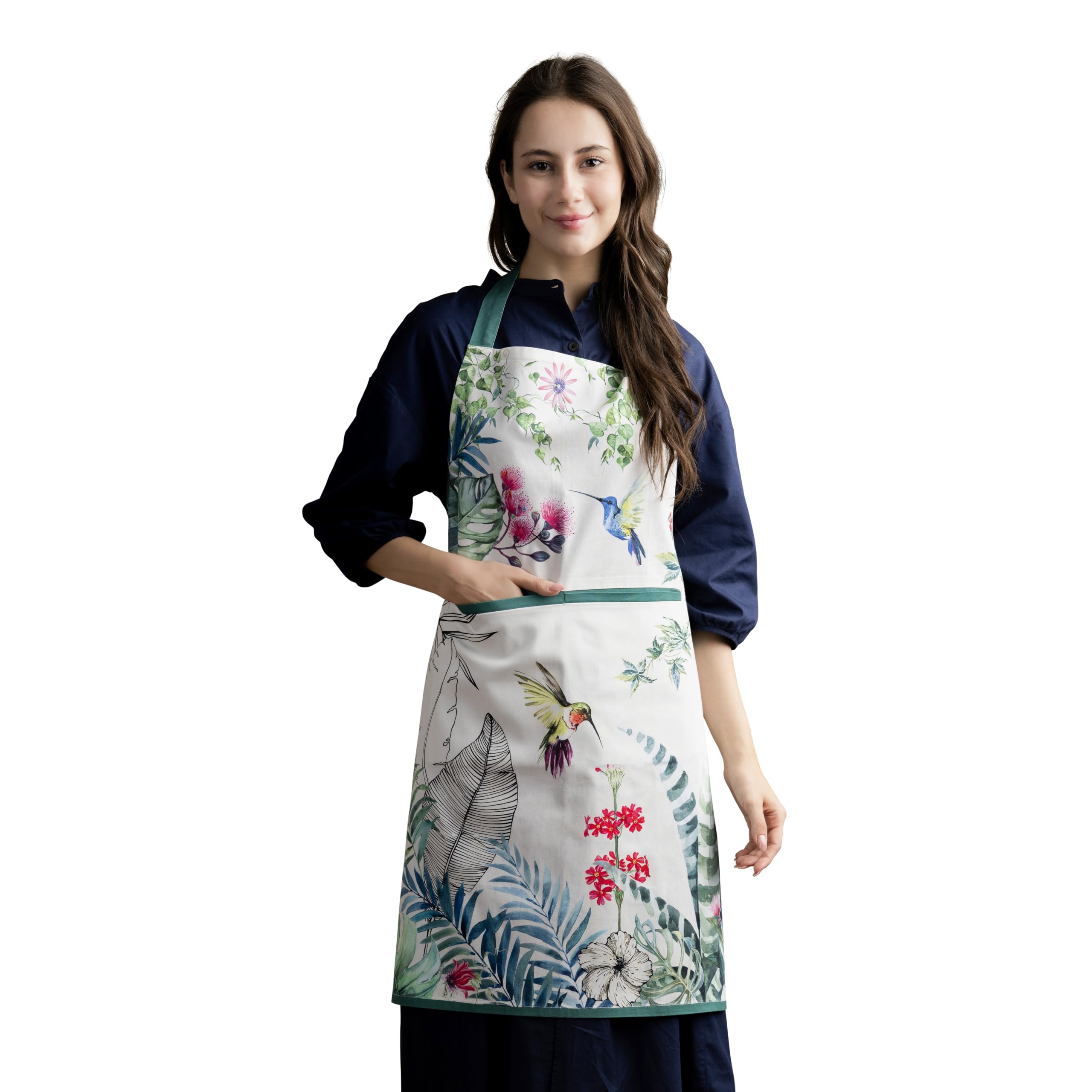 Maison d'Hermine apron with pocket and watercolor pattern for stylish kitchen prep