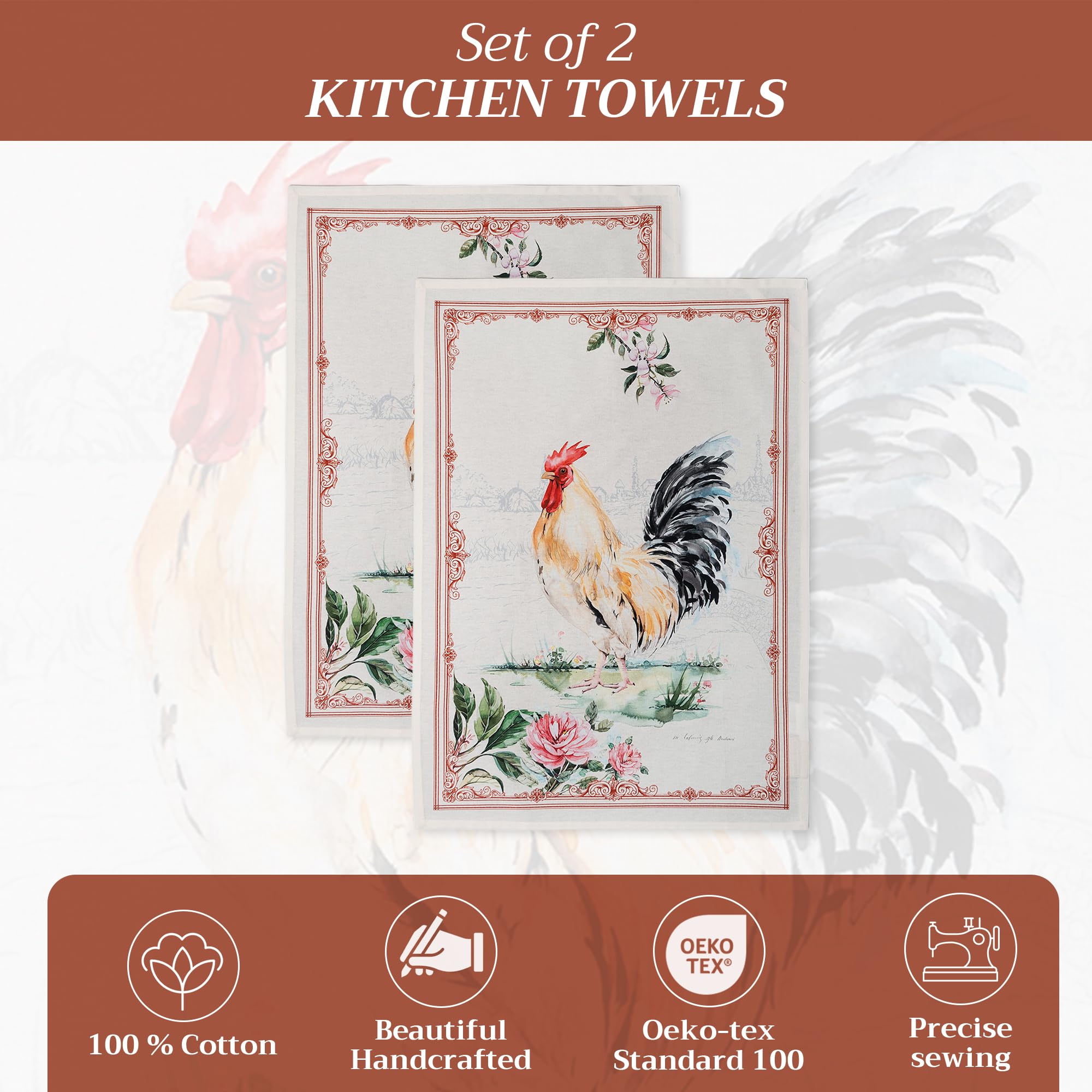 Maison d'Hermine Campagne Coq watercolor towel ideal for quick drying.