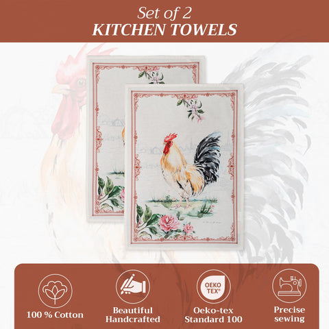 Maison d'Hermine Campagne Coq watercolor towel ideal for quick drying.