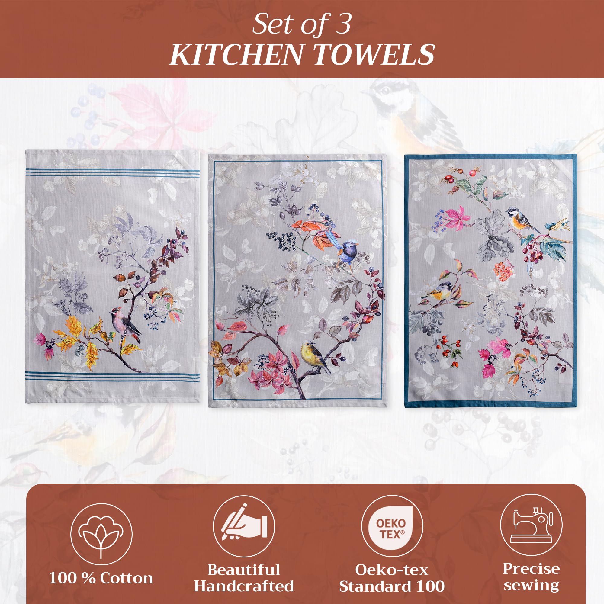 Equinoxe Grey towels drying dishes, highlighting fast absorption and practicality