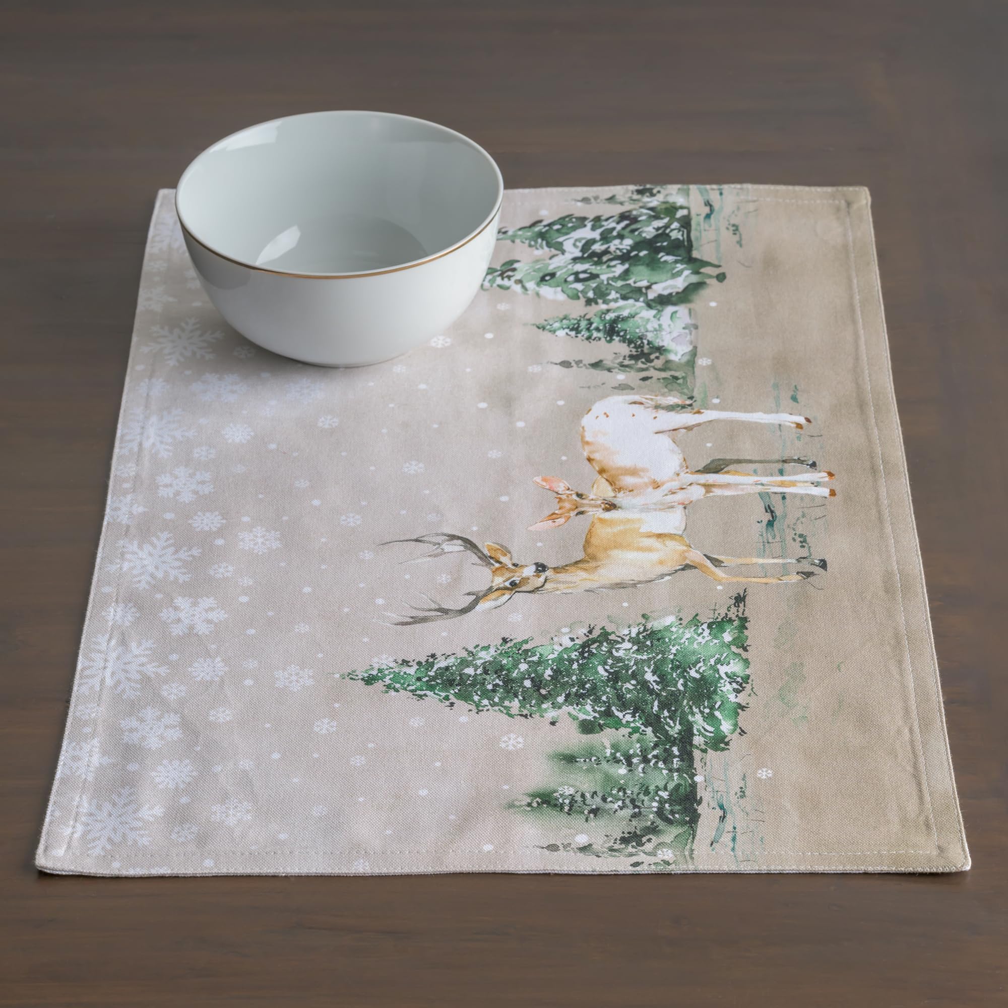 Maison d'Hermine fall and holiday dining placemat pairs with linens for cohesive décor.
