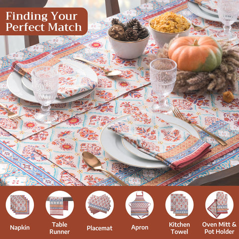 Fall and holiday-ready colors create a warm, seasonal table setting