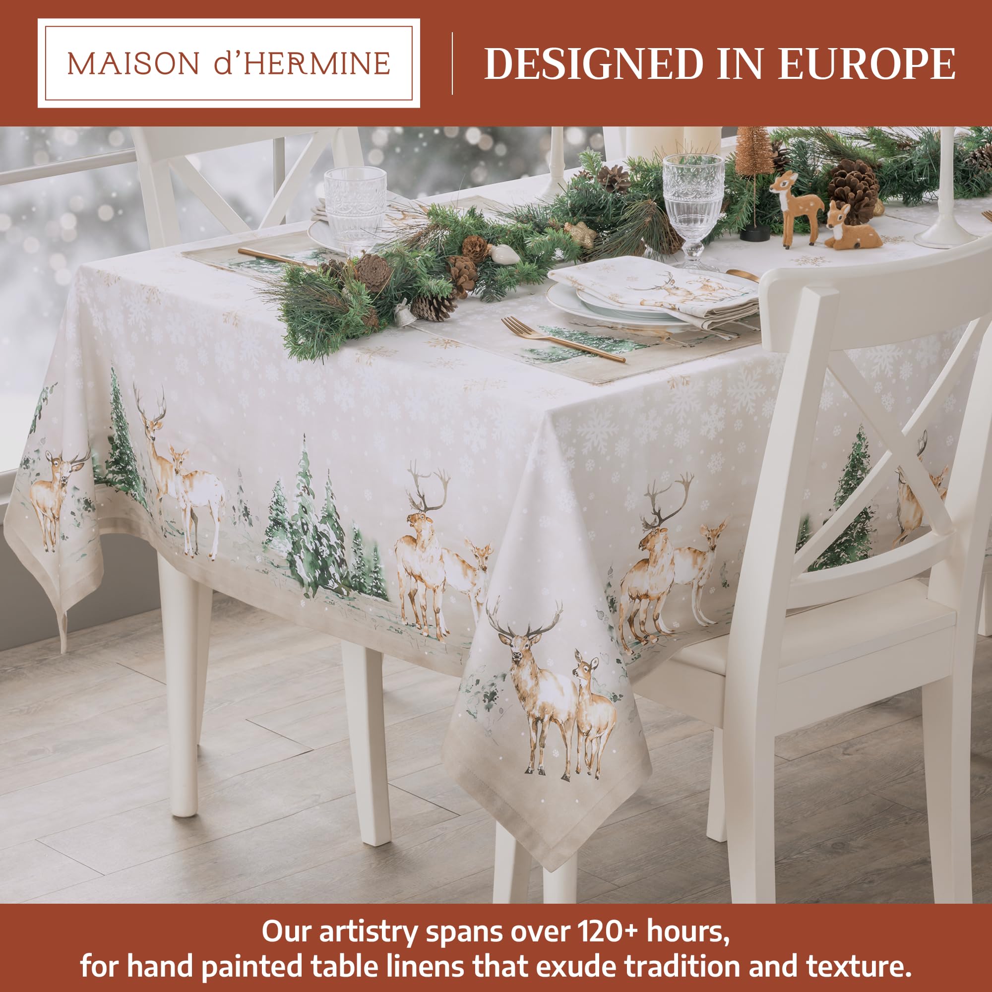 Maison d'Hermine fall dining setup tablecloth enhances seasonal tables
