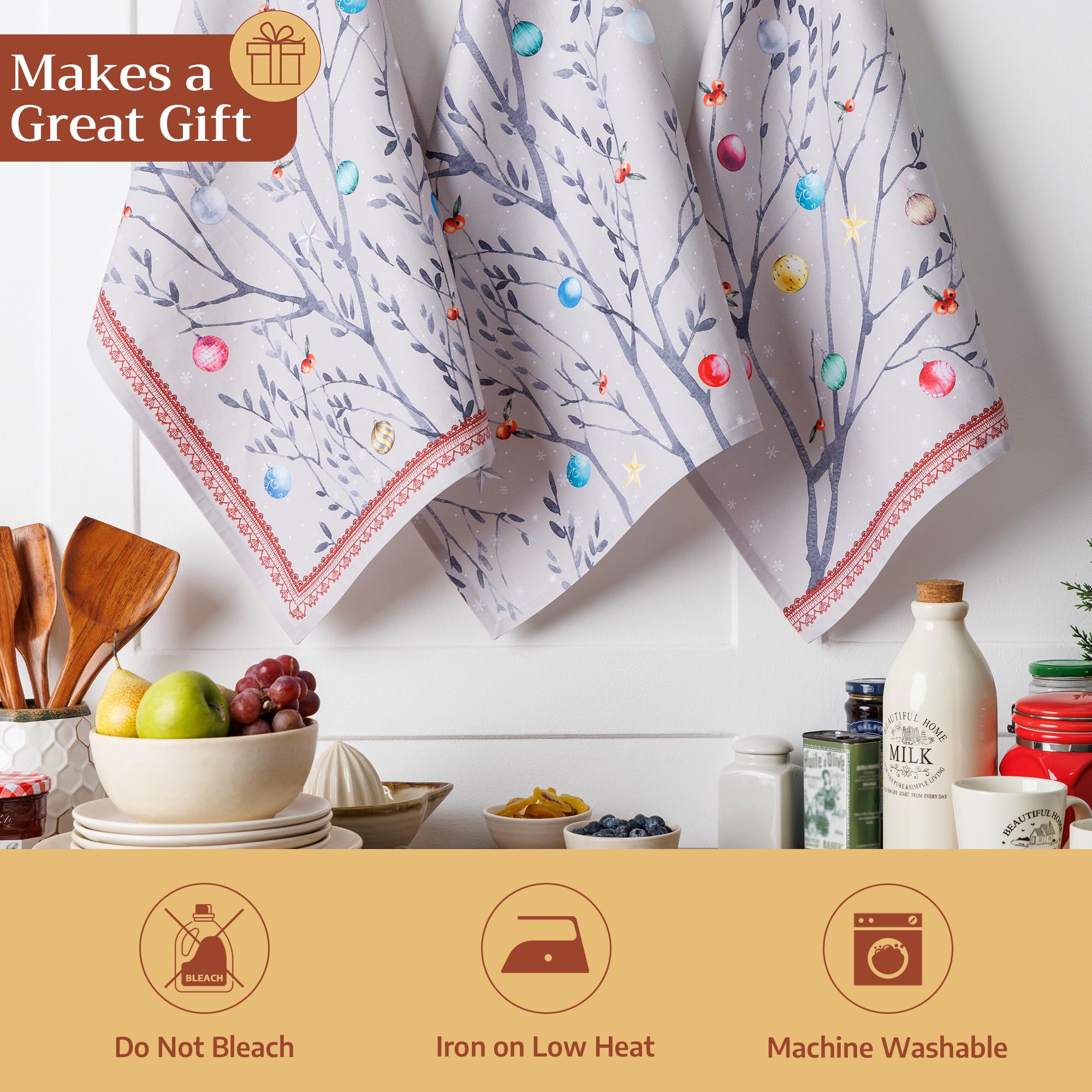 Maison d'Hermine fall Christmas towel enhances seasonal decor.