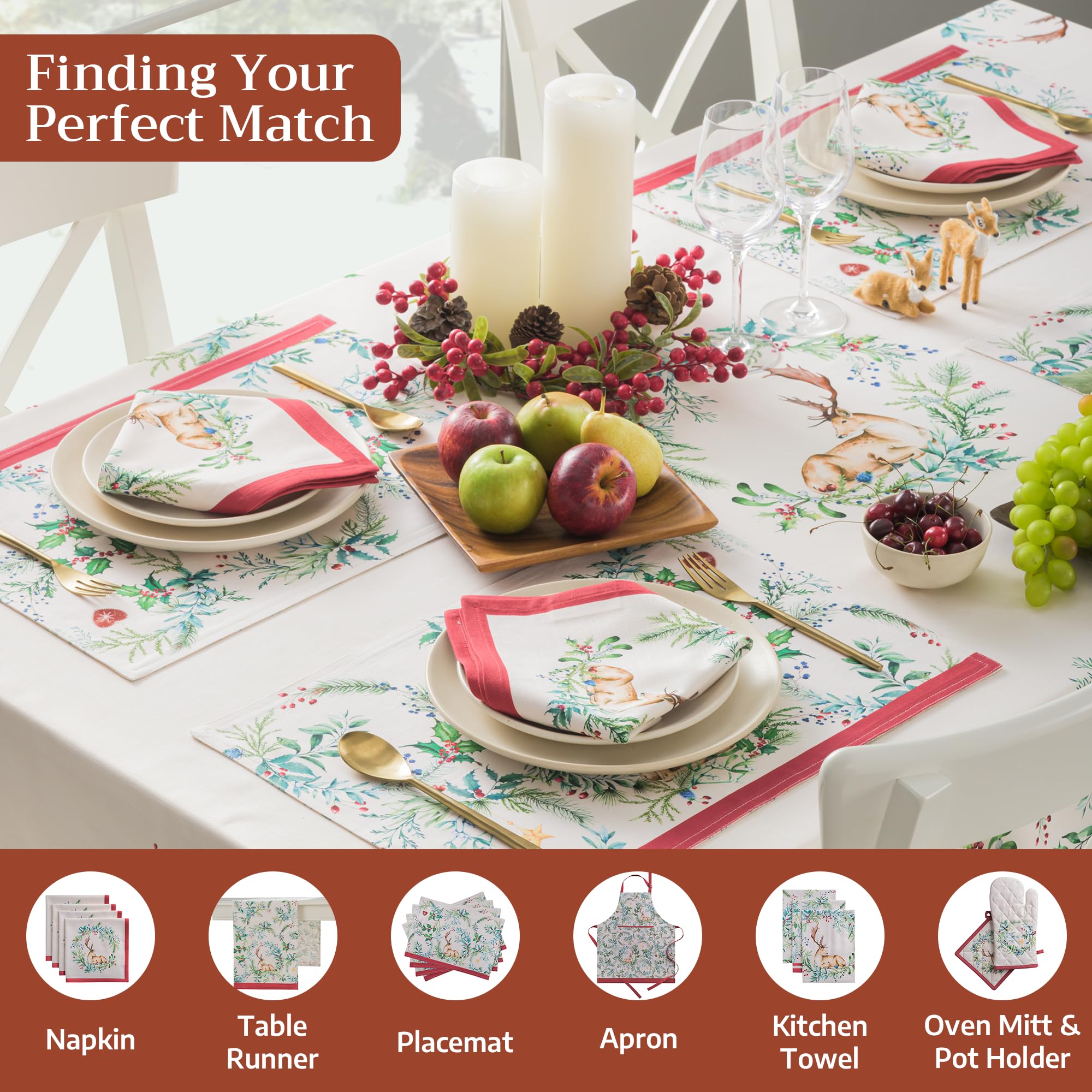 Maison d' Hermine holiday dining set with elegant tablecloth