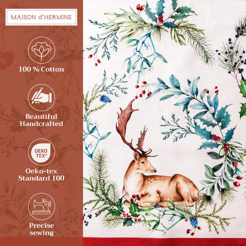 Holly Time placemats show natural cotton texture and easy care.
