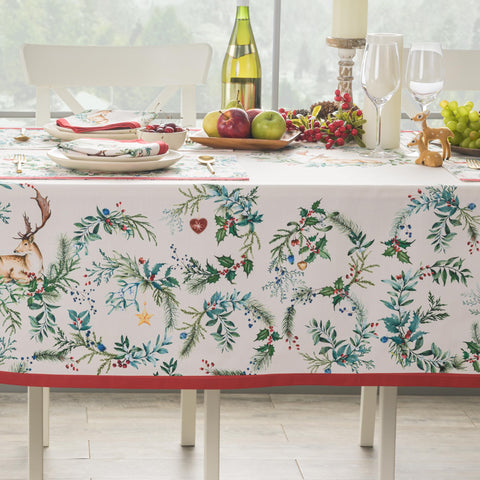 Maison d' Hermine holly time tablecloth with easy-care cotton.