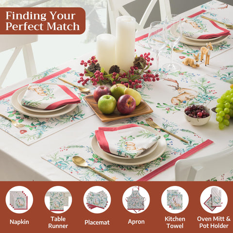 Maison d' Hermine Holly Time tablecloth Thanksgiving table setting