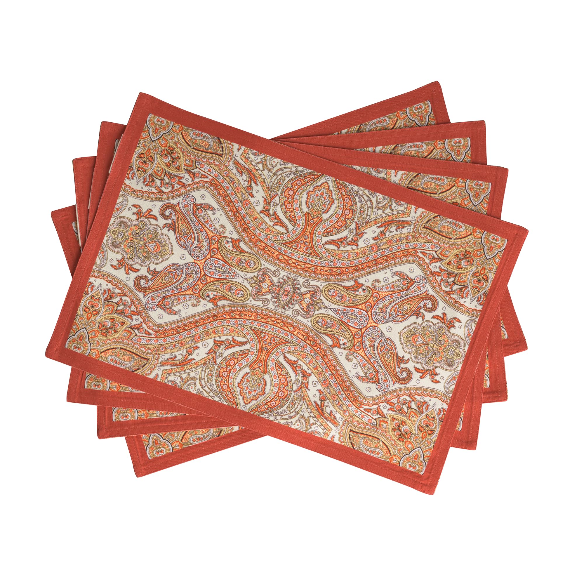 Maison d' Hermine Kashmir Paisley placemats, 13x19, front view with elegant holiday design.