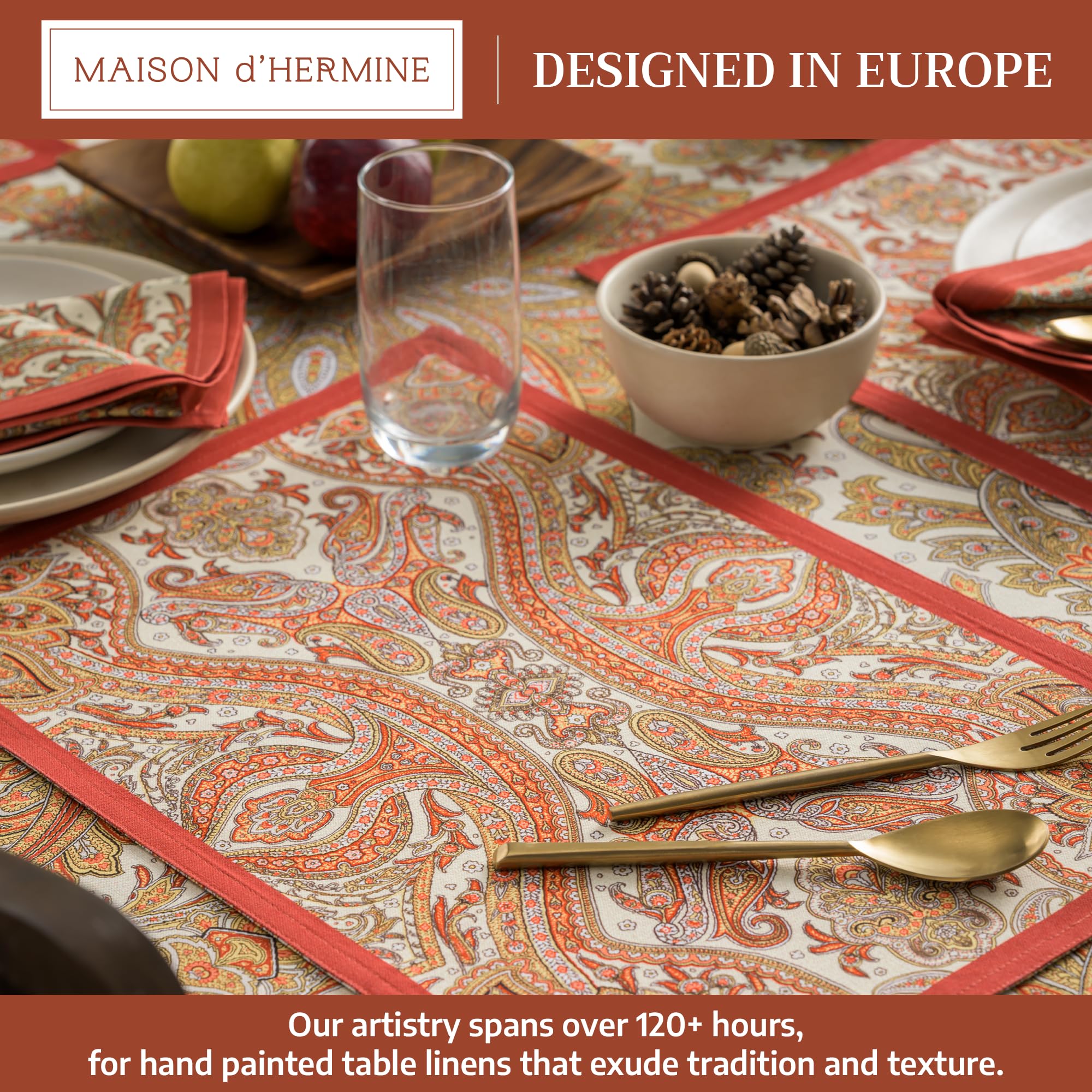 Maison d' Hermine placemats closeup fabric detail shows soft cotton weave.