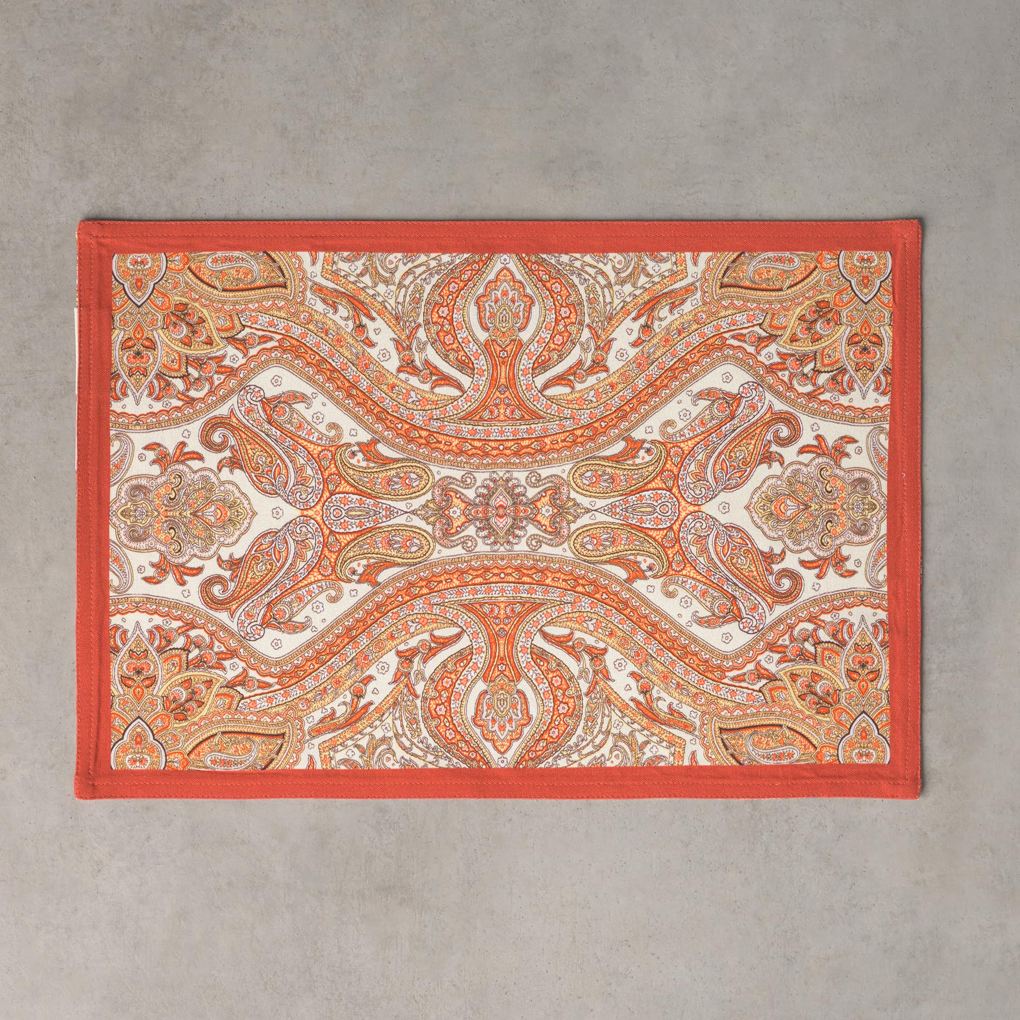 Maison d' Hermine holiday table scene with Kashmir Paisley placemats.