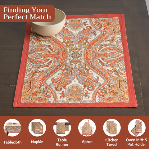 Maison d' Hermine placemats on table setting with festive colors.