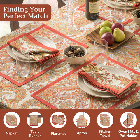 Maison d' Hermine Kashmir Paisley tablecloth on holiday table setup