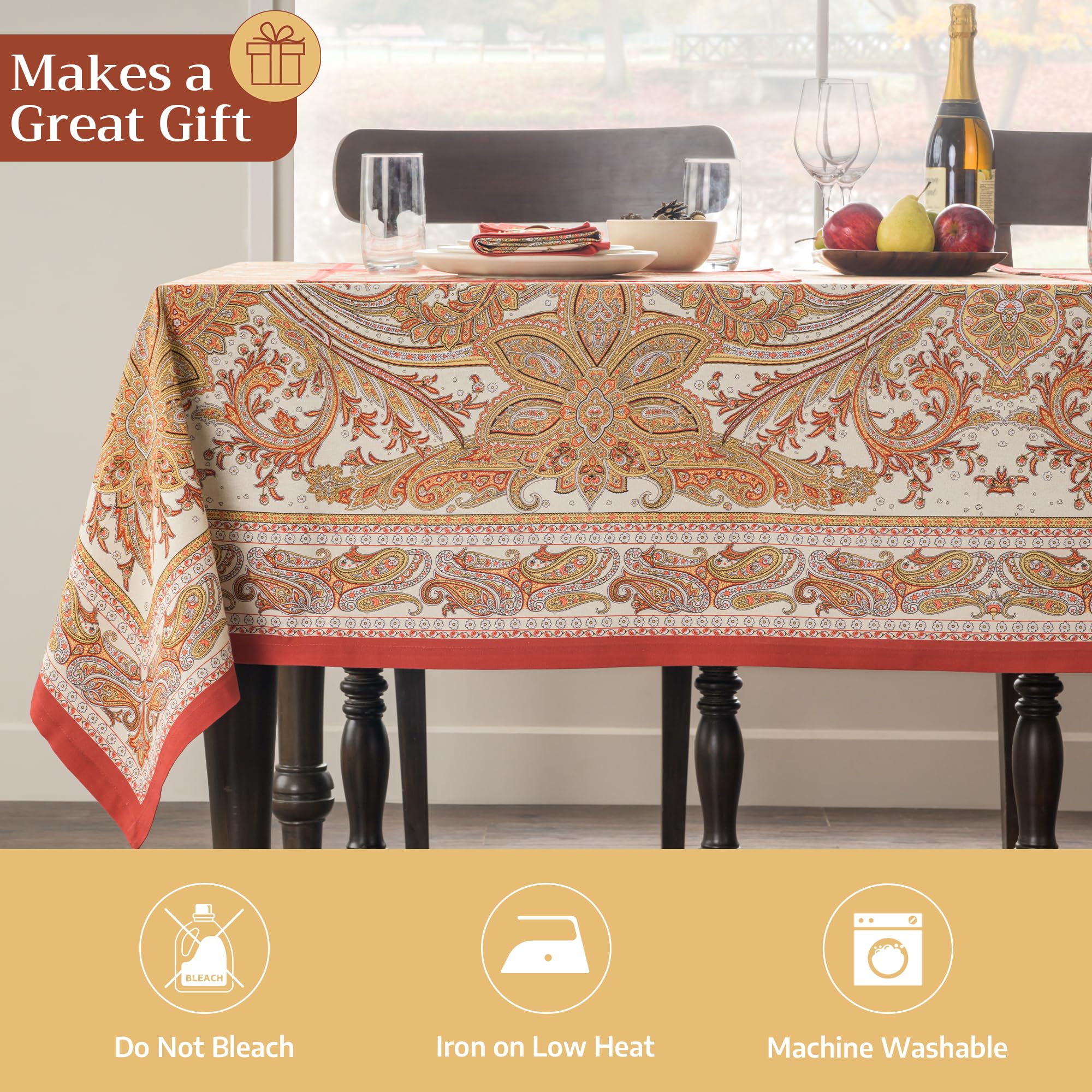 Maison d' Hermine Kashmir Paisley tablecloth ideal for fall decor