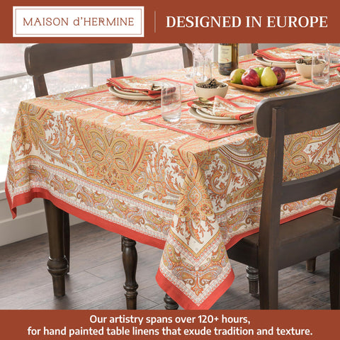 Maison d' Hermine Kashmir Paisley tablecloth weave texture adds warm seasonal ambience