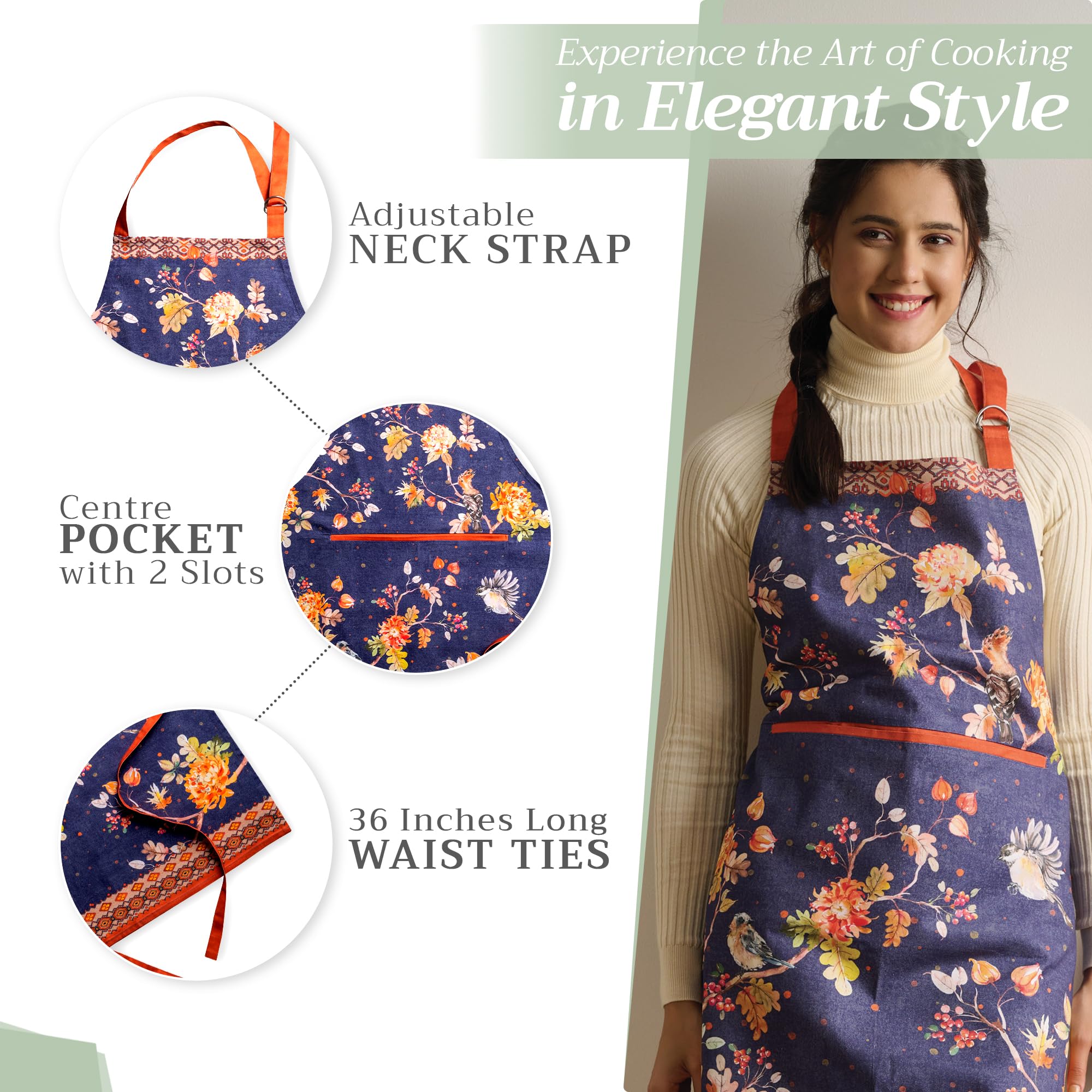 Maison d' Hermine Kelim Infinity apron worn during serving at gatherings.