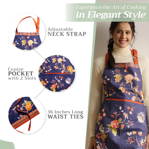 Maison d' Hermine Kelim Infinity apron worn during serving at gatherings.