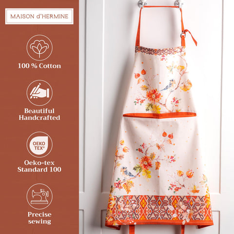 Maison d'Hermine Kelim Prairie apron with adjustable neck strap for a secure fit.