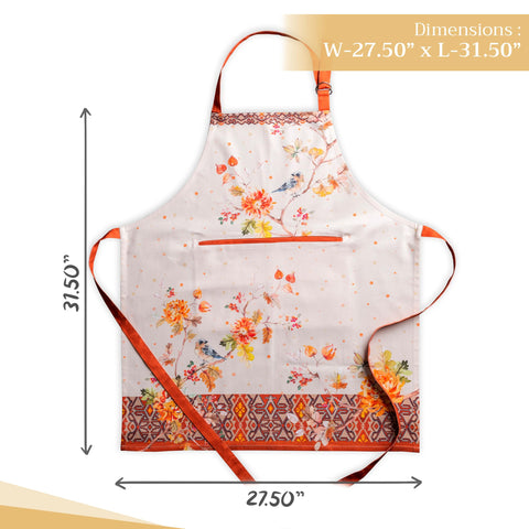 Maison d'Hermine Kelim Prairie apron detailed watercolor design on fabric.