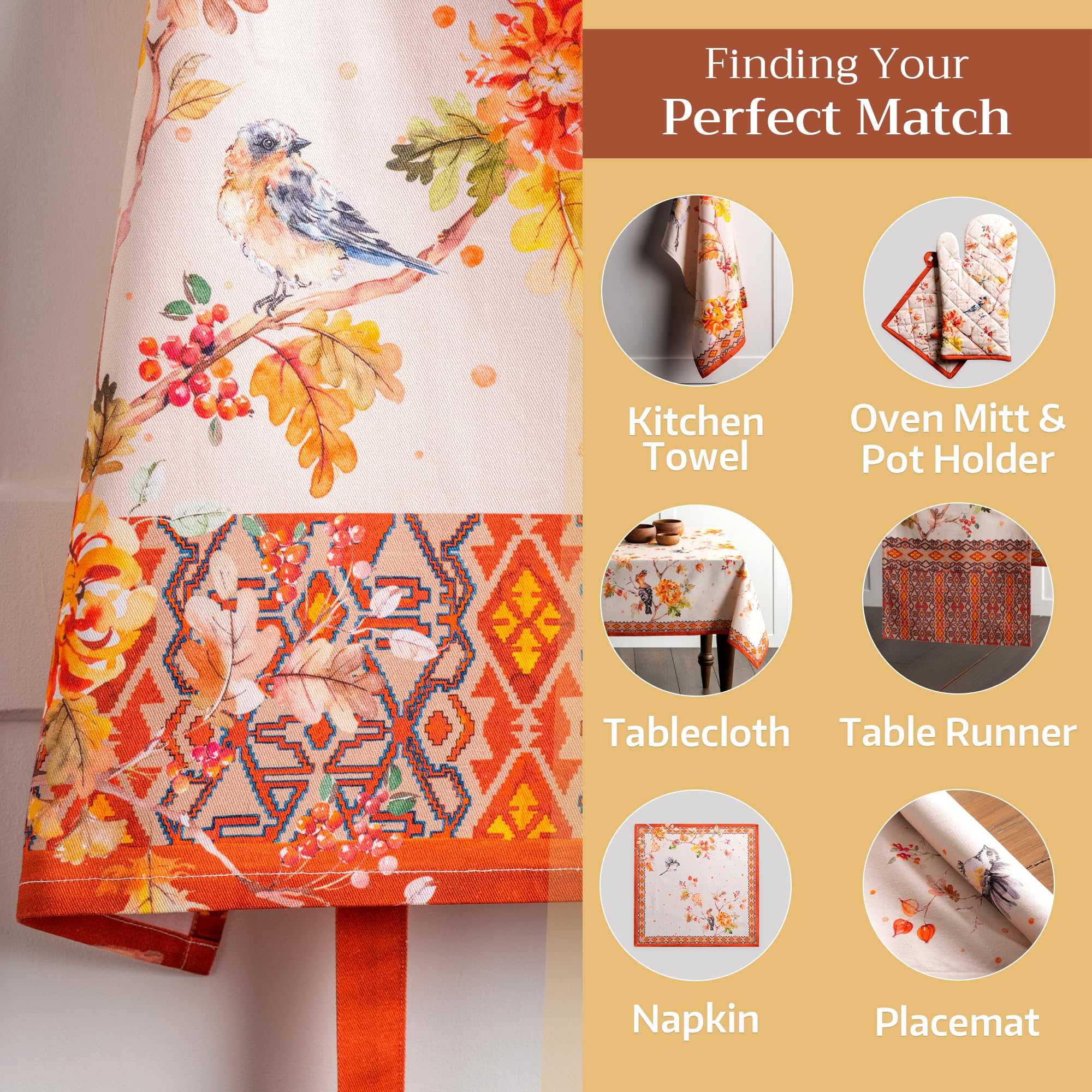 Maison d'Hermine Kelim Prairie apron in use for cooking or baking tasks.