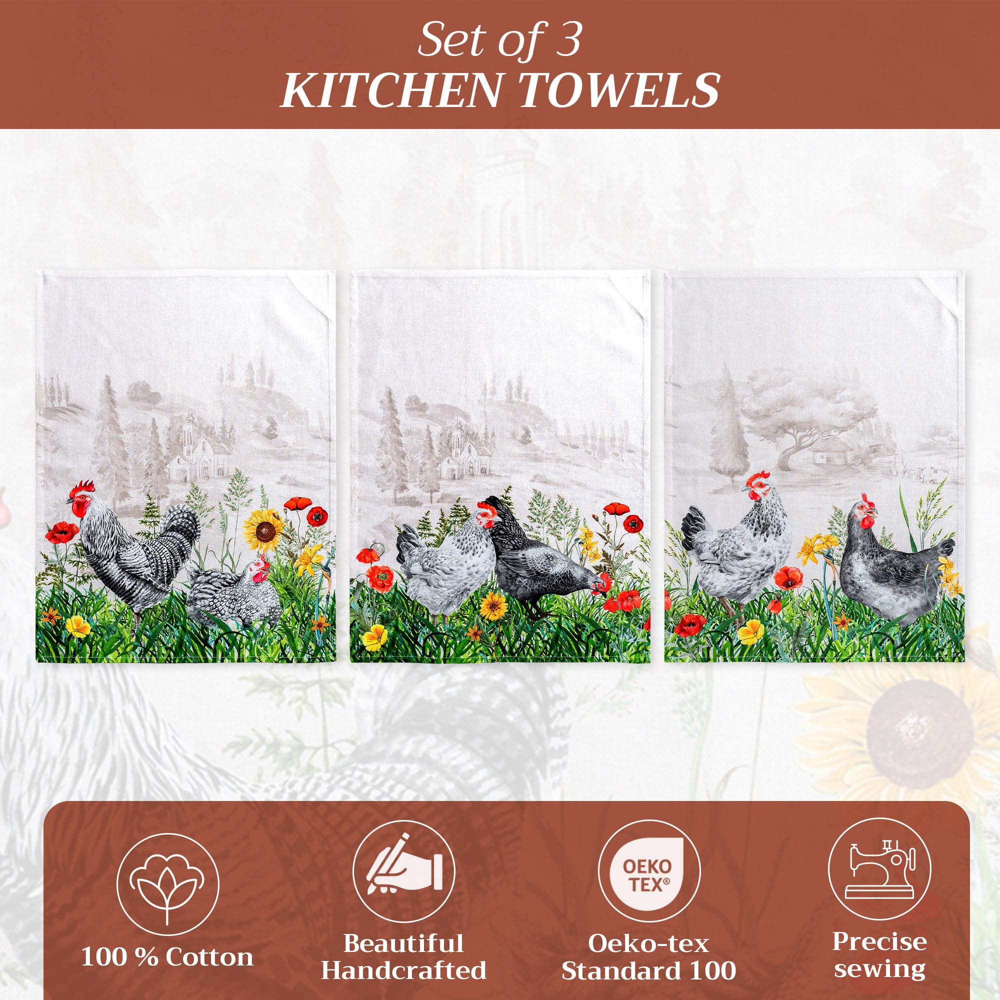 Maison d' Hermine towels watercolor-art display enhances stylish kitchen decor.