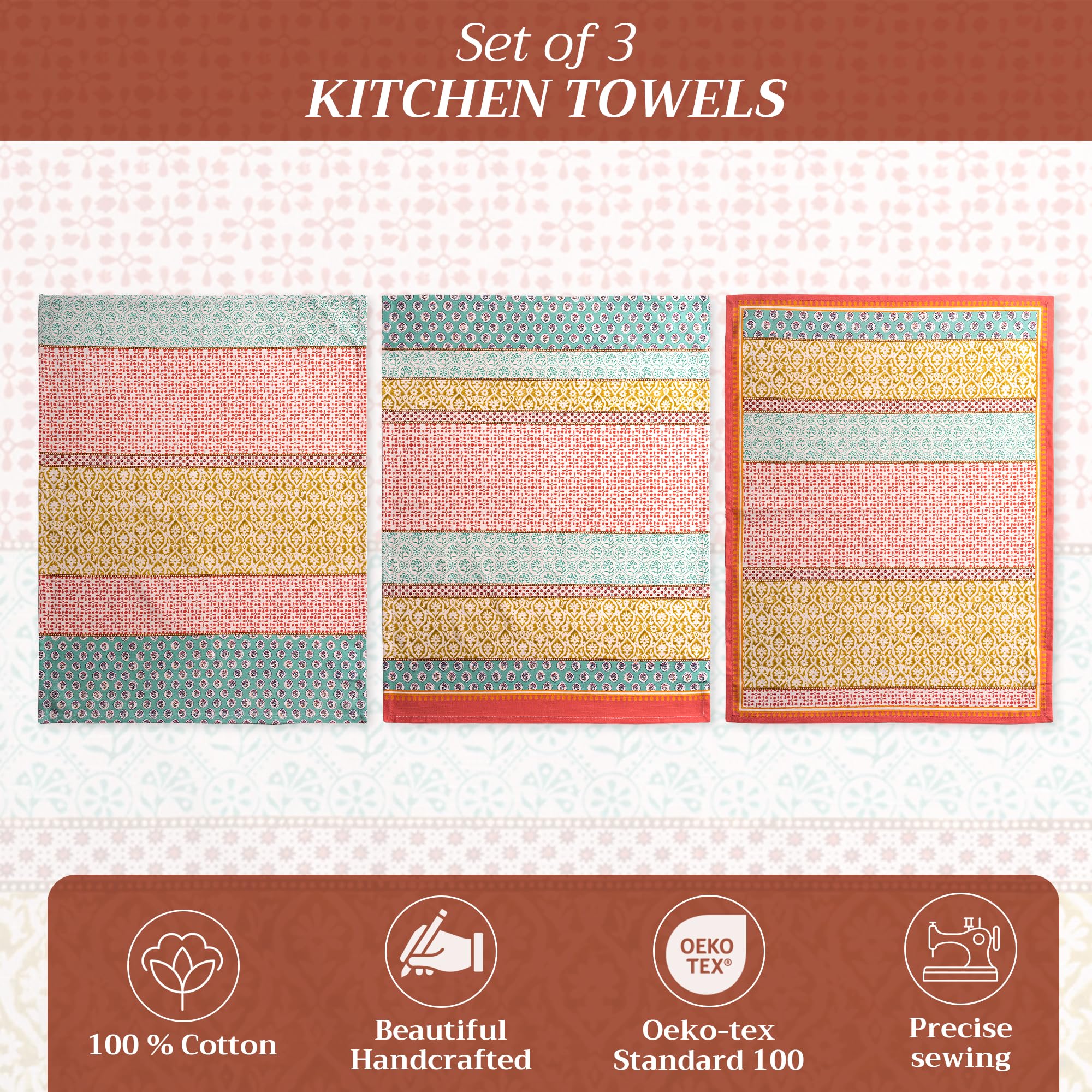 Maison d'Hermine kitchen towels with hanging loop provide easy storage and access.