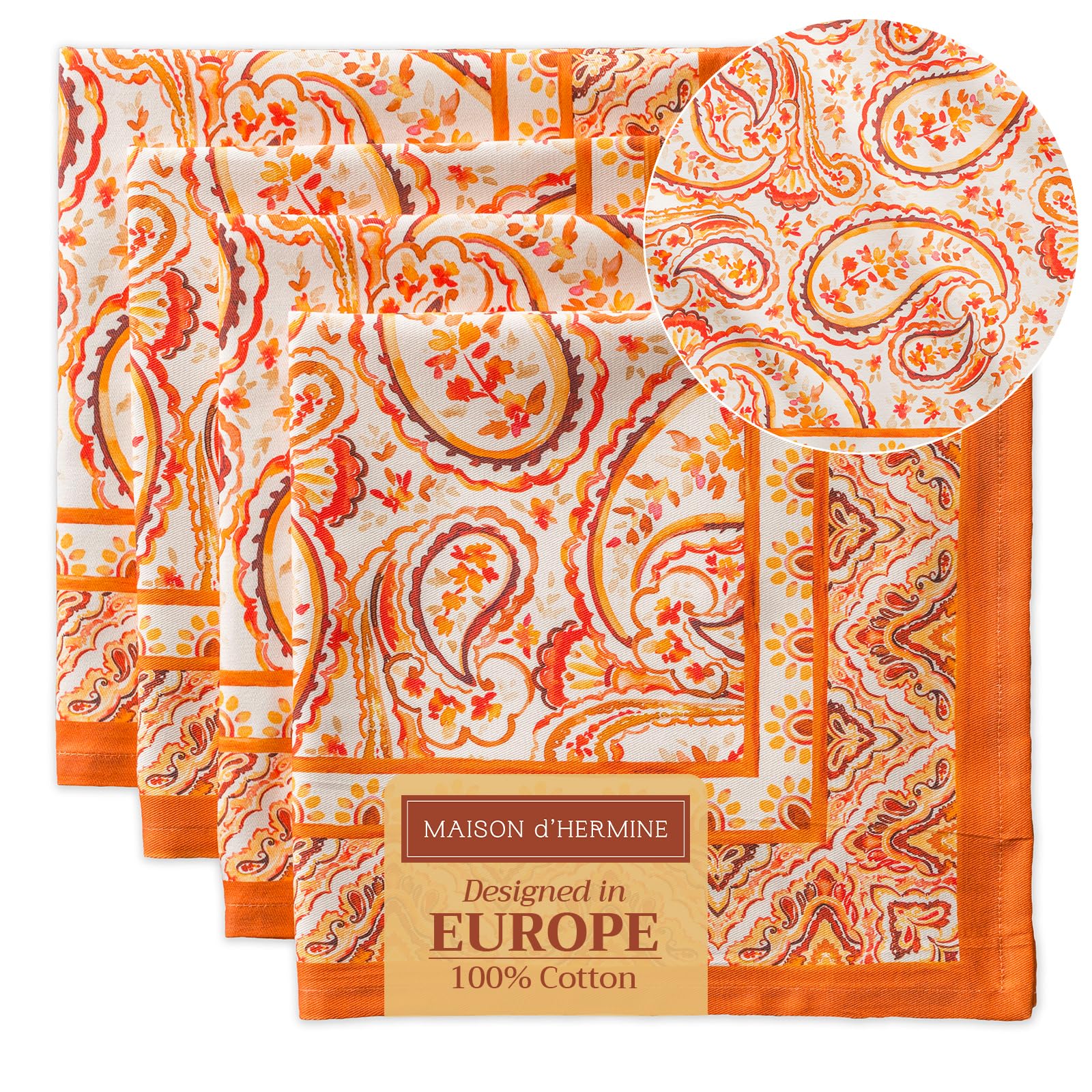 Maison d'Hermine Palatial Paisley napkin 20x20 for festive Thanksgiving tables.