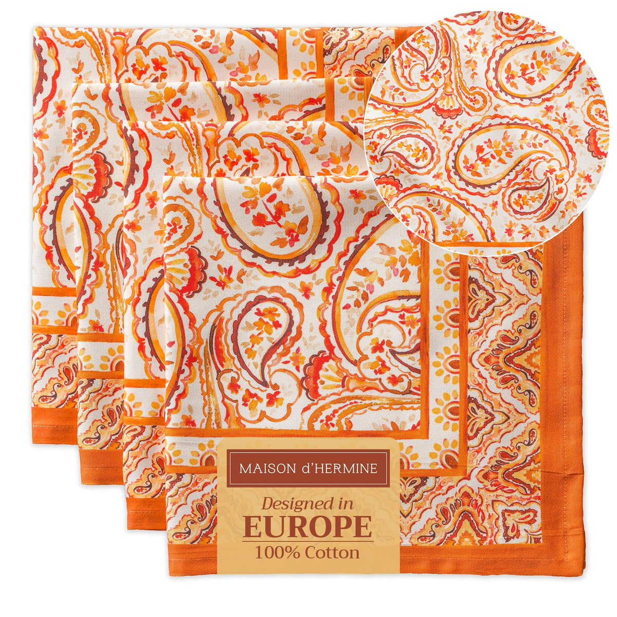 Maison d'Hermine Palatial Paisley napkin 20x20 for festive Thanksgiving tables.
