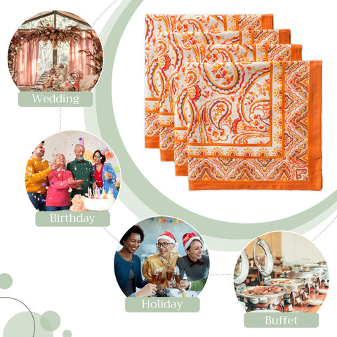 Elegant watercolor Paisley motif enhances holiday tablescapes with soft cotton comfort.