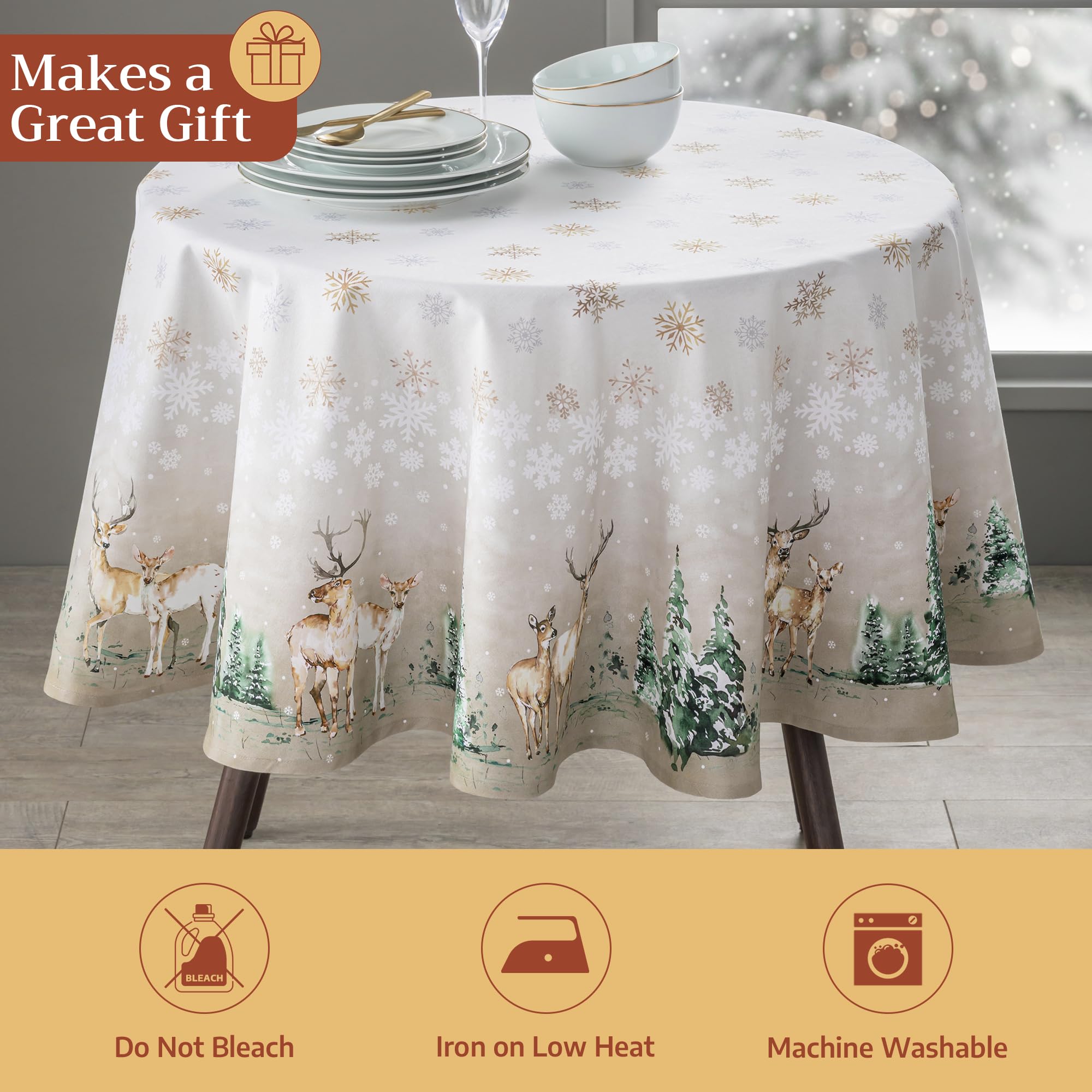 Maison d' Hermine fall decor ambience with round cloth enhances seasonal tables.