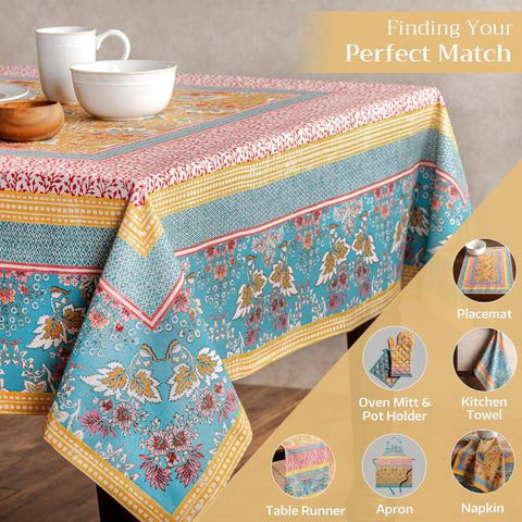 Maison d' Hermine machine washable tablecloth keeps colors vibrant after multiple uses.