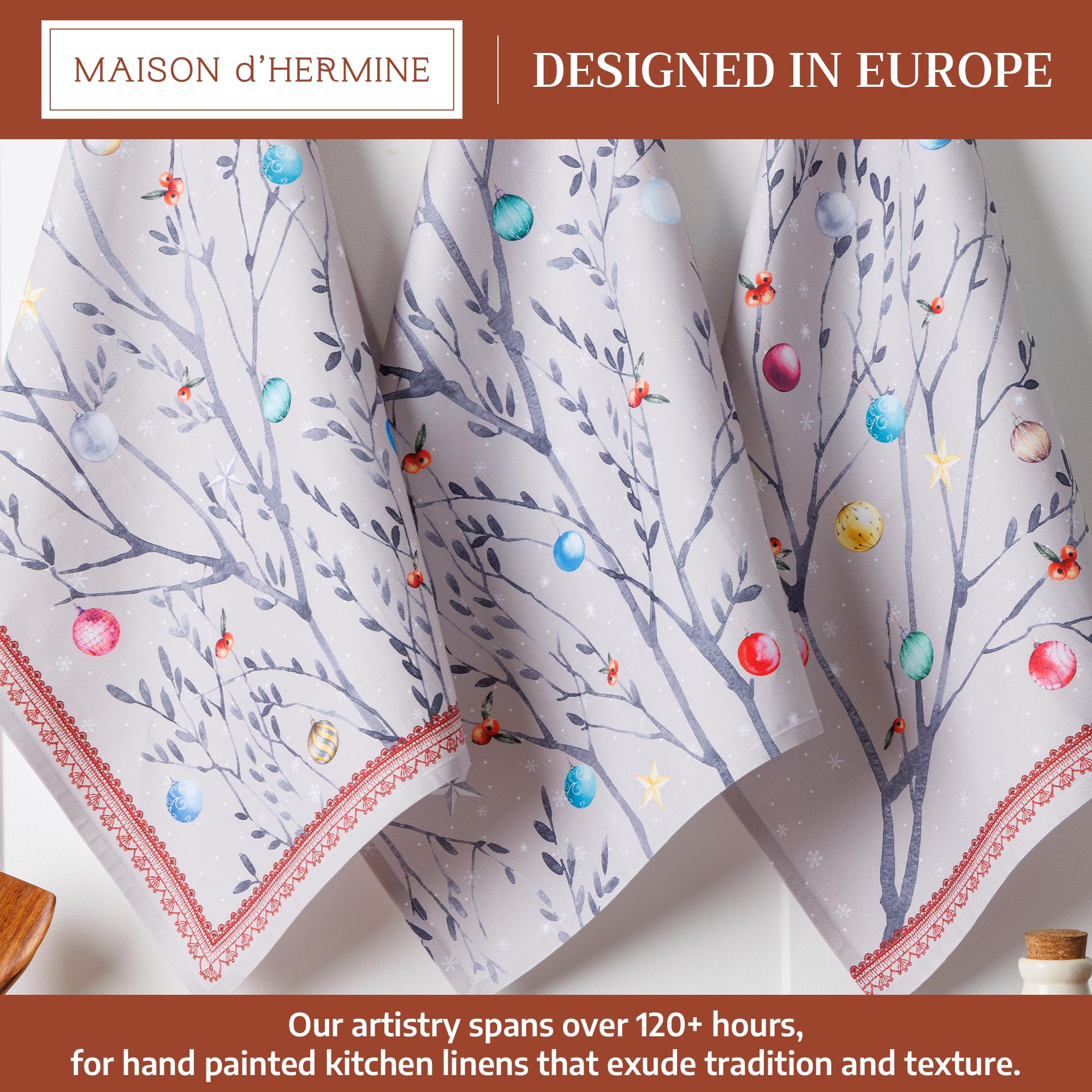 Maison d'Hermine watercolor design towel with rich hues for entertaining.
