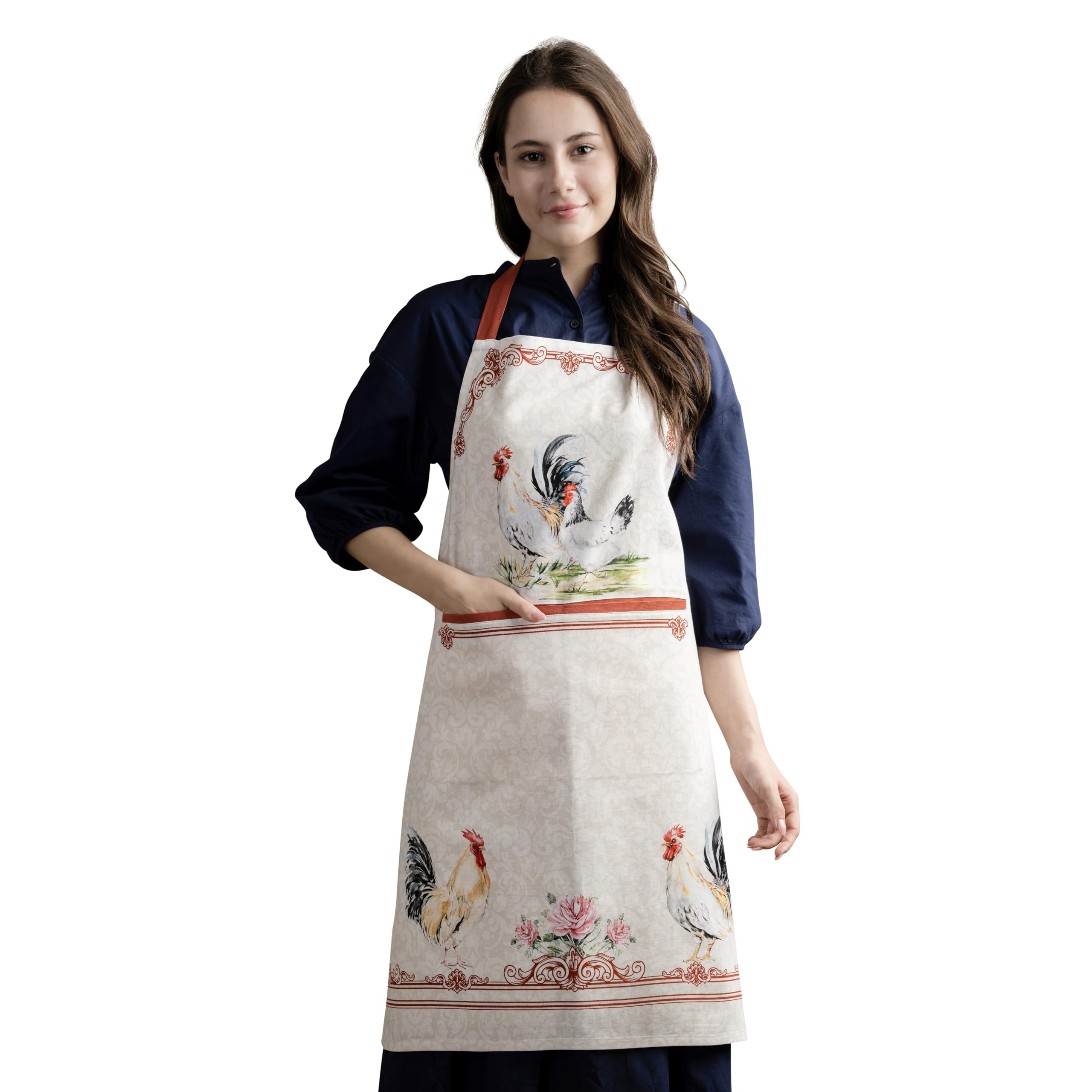 Maison d'Hermine Campagne apron with adjustable neck for a comfortable fit during cooking.