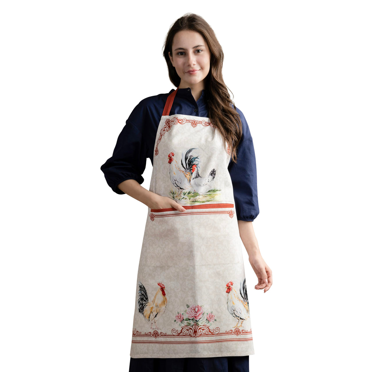 Maison d'Hermine Campagne apron with adjustable neck for a comfortable fit during cooking.
