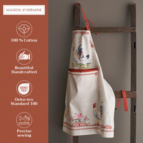 Maison d'Hermine Campagne apron center pocket for recipes and tools at hand.
