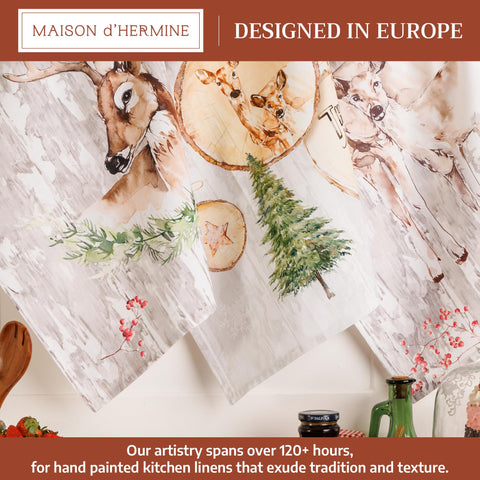 Maison d’Hermine Mountain Life towel design close-up with watercolor richness.